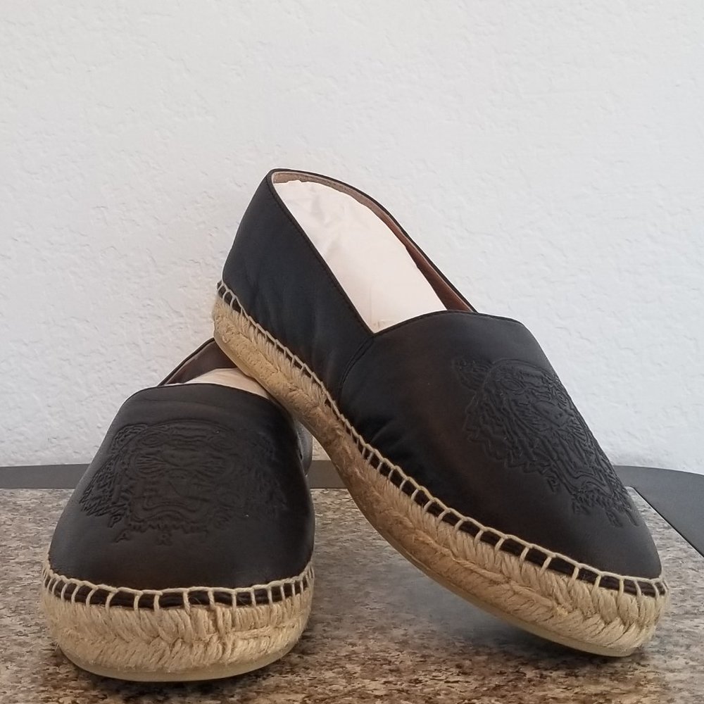 Kenzo, Espadrille Classic Tiger, Black Leather, Size 37 (5.5), Brand New W/ Box.